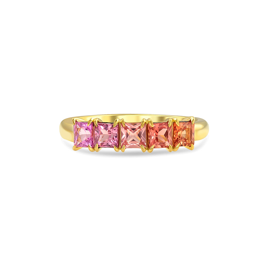 Sunset Sapphire Ring - 18k Gold + Sapphires, Size 8