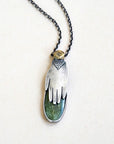 Hand Milagro Necklace - Oxidized Sterling Silver, Brass + Jade Gemstone