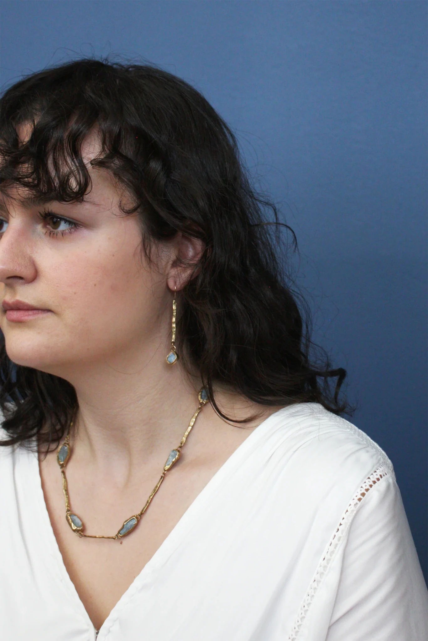 Illumination Earrings - Brass, Gold-Fill + Aquamarine - KMJ Emilie Shapiro Jewelry - Earrings