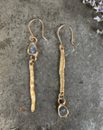 Illumination Earrings - Brass, Gold-Fill + Aquamarine