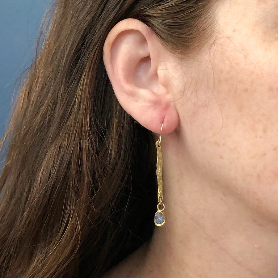 Illumination Earrings - Brass, Gold-Fill + Aquamari
