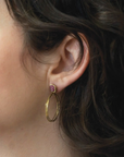 Ruby Guardian Hoops - Brass, Silver + Ruby