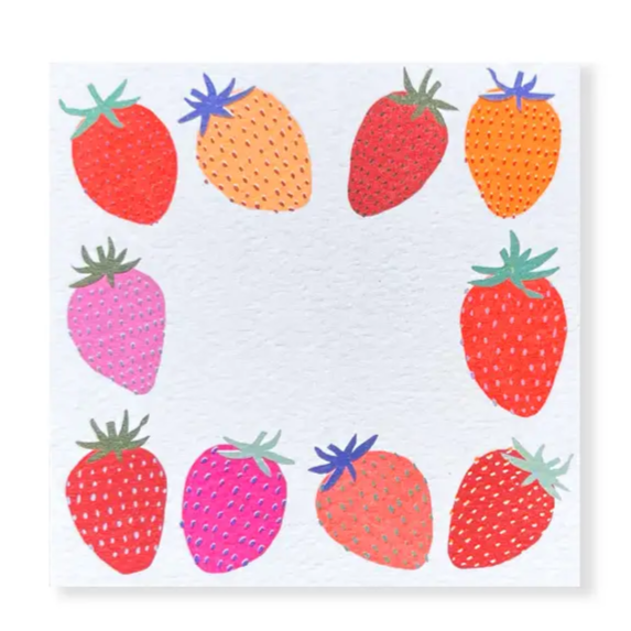 Neon Strawberries Small Square Notes