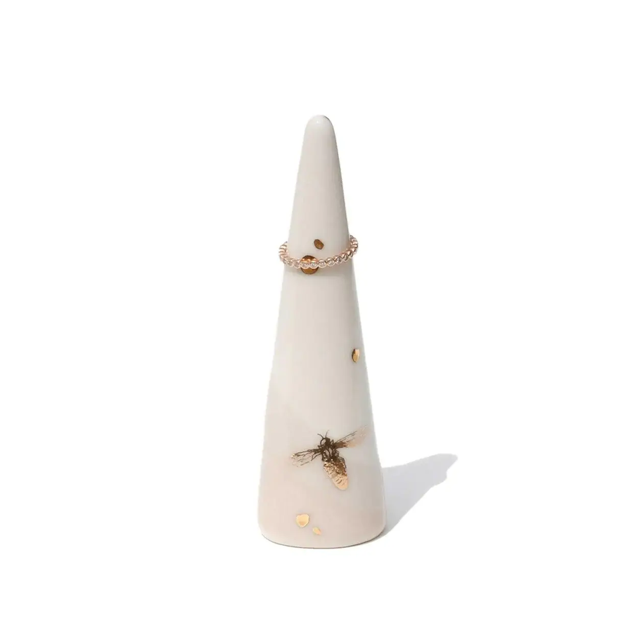 Bee Ring Cone - Porcelain + 22ky Gold Luster