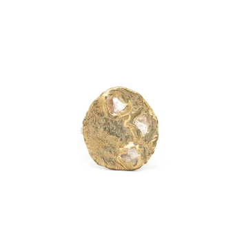 Crescent Ring - Brass + Rose Quartz