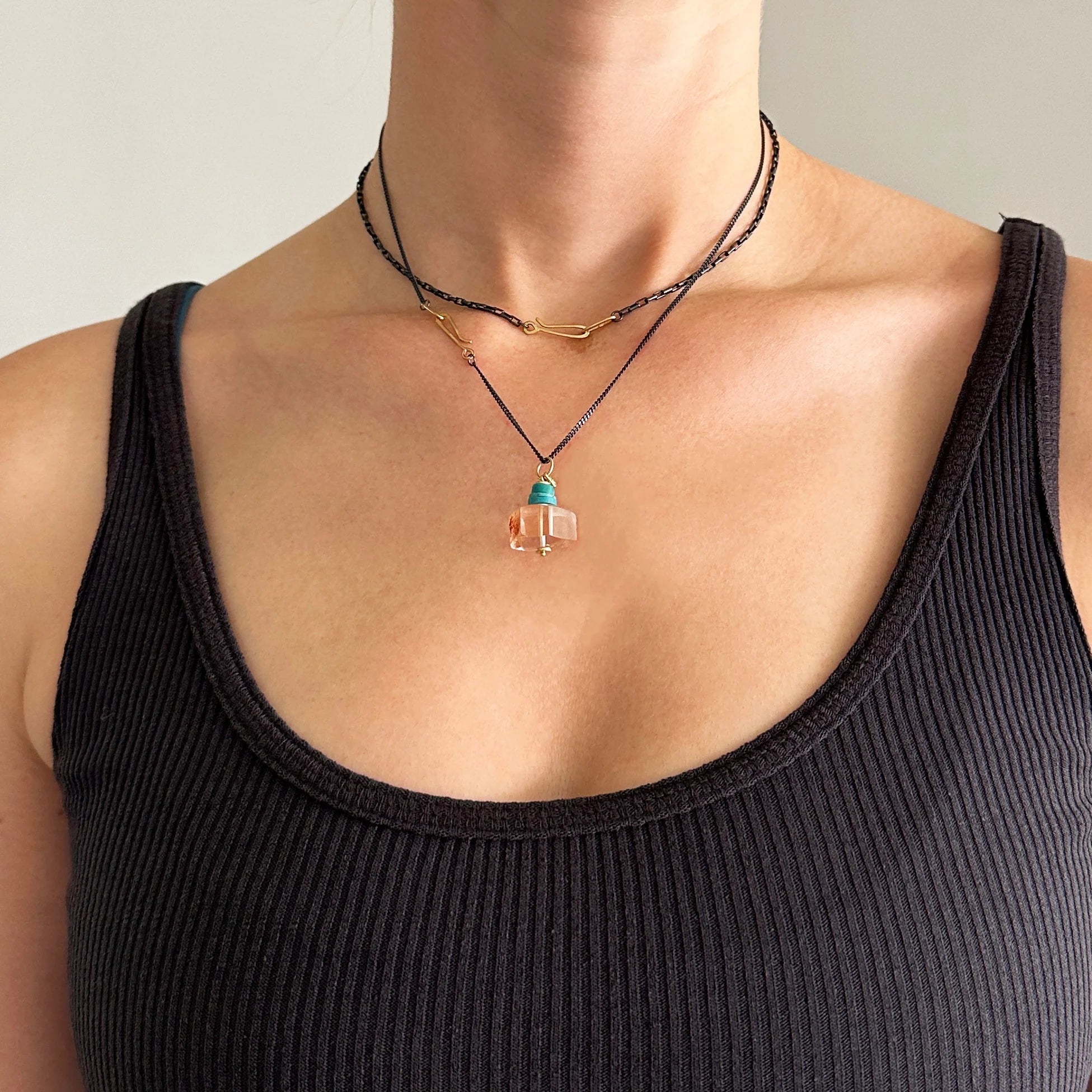 Black and Gold 3-way Chain - 18k Gold + Sterling Silver - KMJ Hilary Finck Jewelry - Necklace