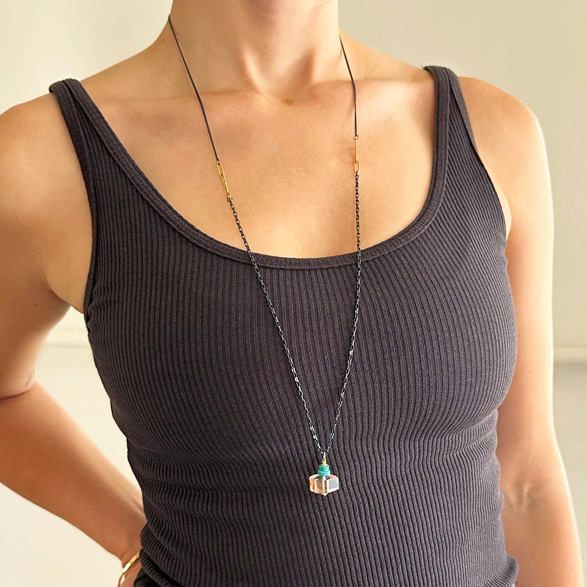 Black and Gold 3-way Chain - 18k Gold + Sterling Silver - KMJ Hilary Finck Jewelry - Necklace
