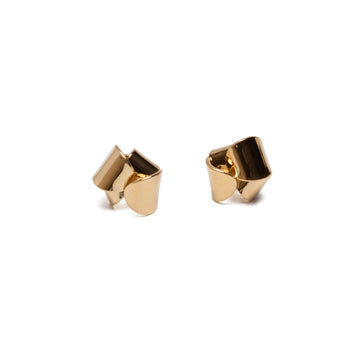 Small Asymmetrical Folded Studs - Gold