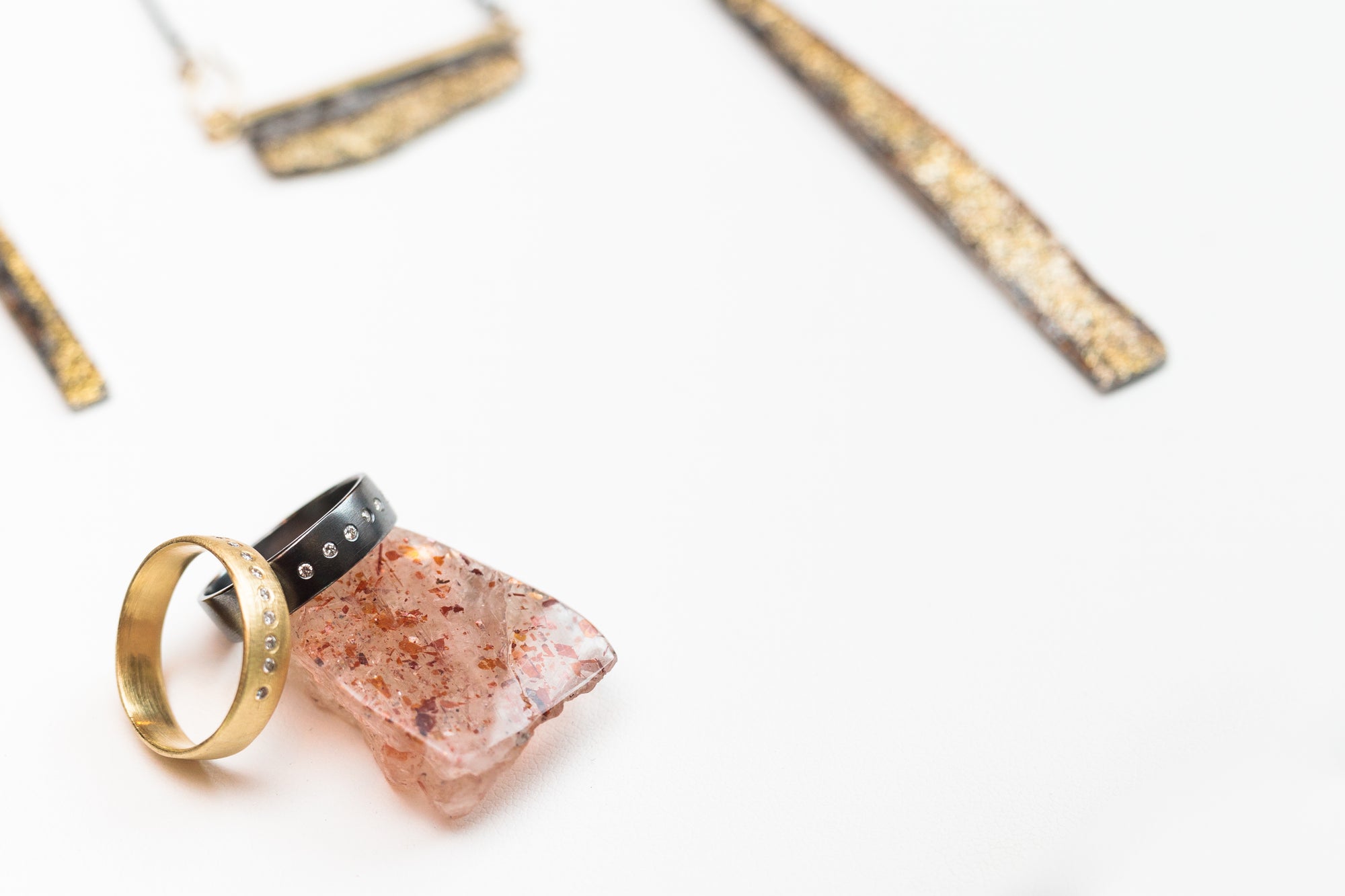 Slice Diamond Band - Oxidized Silver + Diamonds