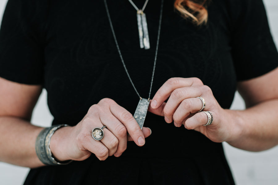 Martie Necklace - 22k/18k Gold,Oxidized Argentium Silver + Reclaimed Diamonds