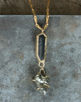 Supernova Pendant - Tourmaline, Pyrite + Brass