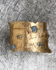 Kindling Cuff - Brass, Aquamarine, Emerald + Tanzanite