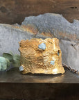 Kindling Cuff - Brass, Aquamarine, Emerald + Tanzanite