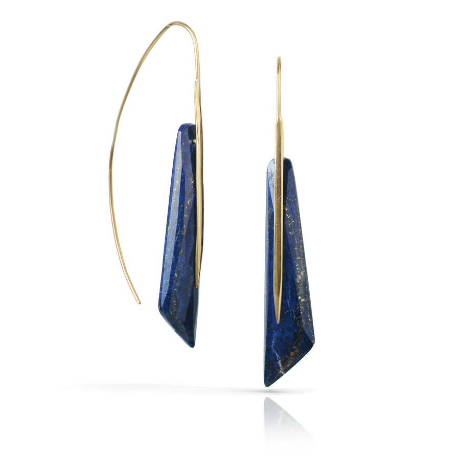 OOAK Feather Earrings - 18k Gold + Lapis Lazuli