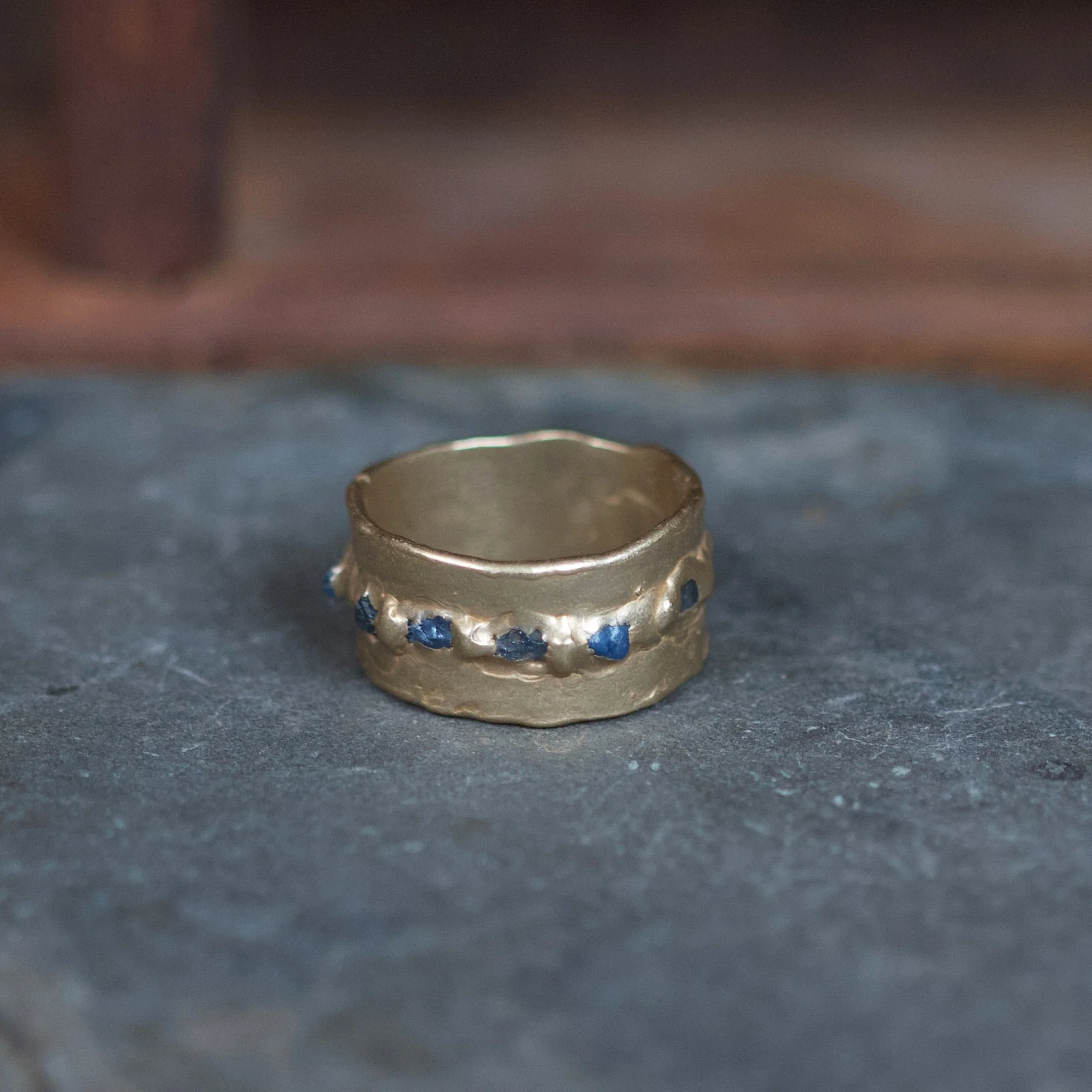Rapids Ring - Brass + Blue Sapphire