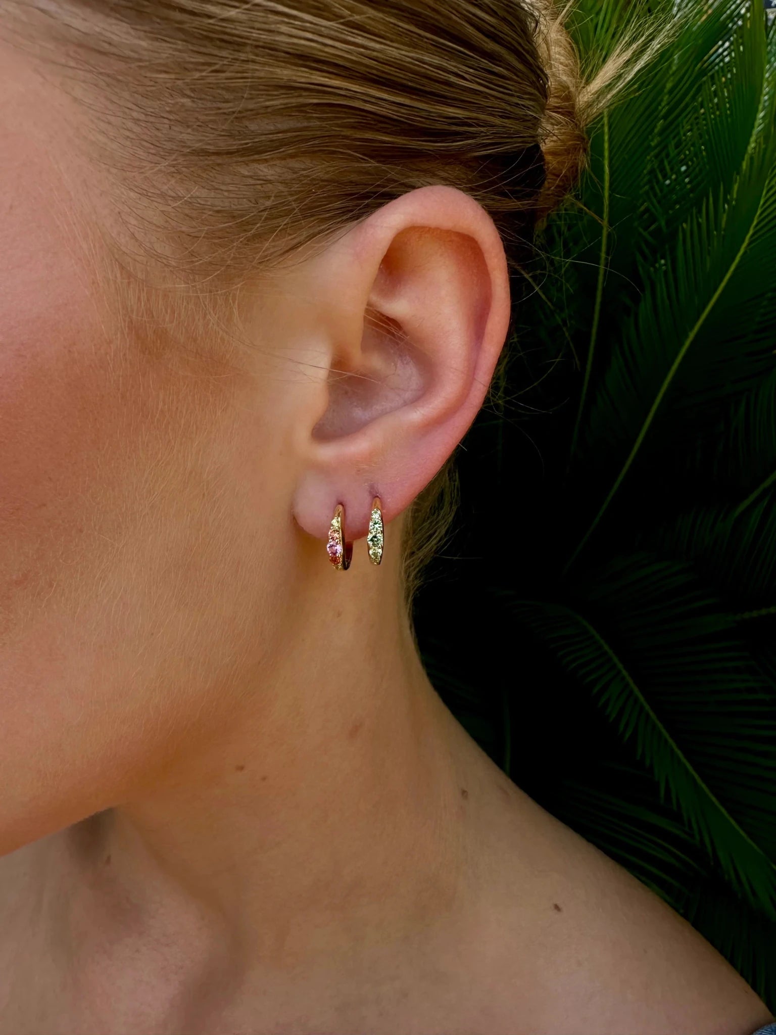 Sunset Crescent Mini Hoops - 18k Gold + Sapphires - KMJ Meredith Young Jewelry Jewelry - Earrings