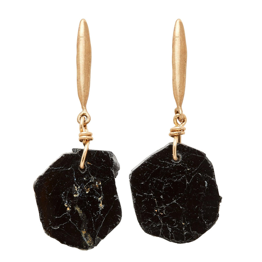 Grain Bronze Black Tourmaline Earring