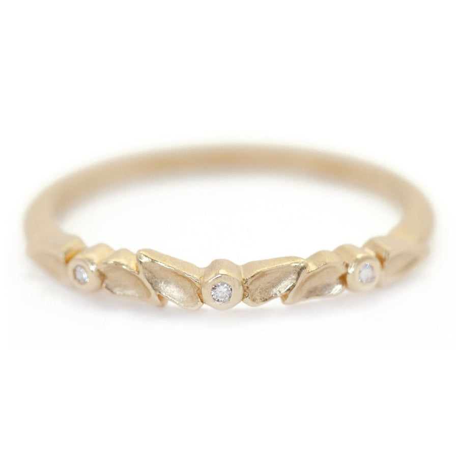 Buttercup Petal Topper Band - 18k Yellow Gold + Diamonds (.02 ctw)