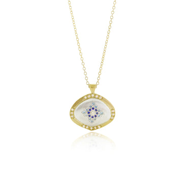 Flame Drop Pendant - 18k Gold, Silver, Diamonds, Sapphires + Aquamarines