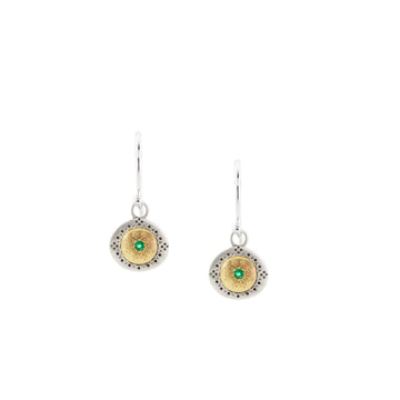 Seeds of Harmony Emerald Single  Stone Earrings - 18k Gold + Sterling Silver