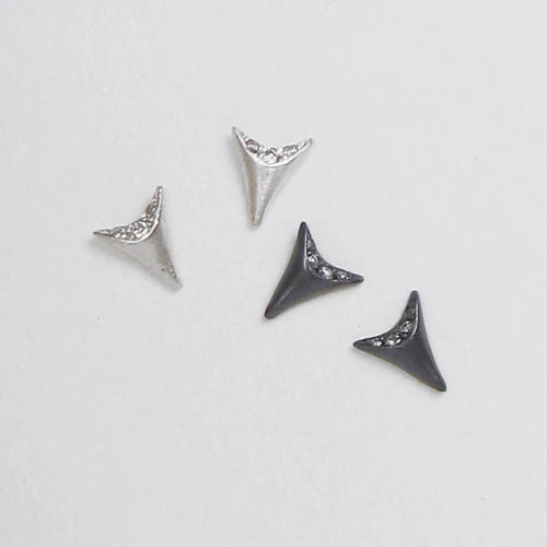 Mini Tooth Studs - Silver and Diamonds