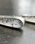 Montana Agate Speckled Earrings - Sterling Silver, 14k Gold + Black Speckled Montana Agate