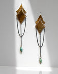 Morning Star Earrings - Oxidized Brass, Sterling Silver + Turquoise
