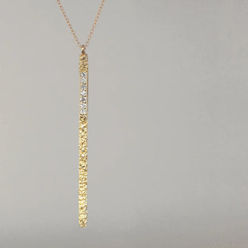 Moss Stick Necklace - 14k Gold + Diamonds