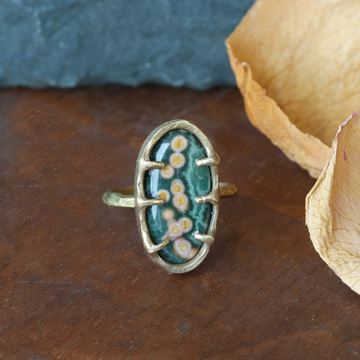 Seafloor Treasure Ring - Brass + Ocean Jasper