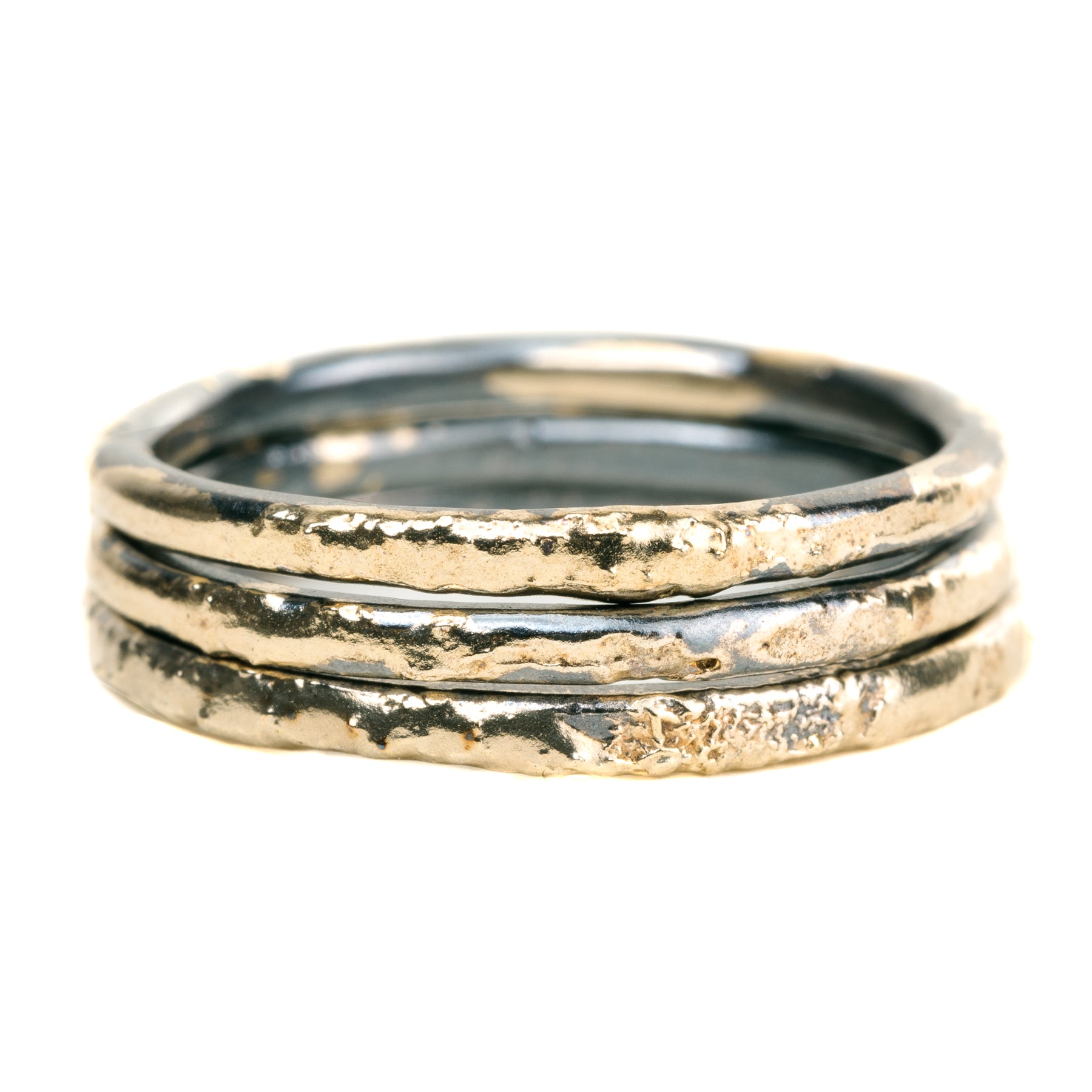 Radiance Fused Stackers - 18k Gold + Oxidized Argentium Silver