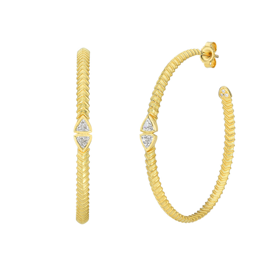 Large Trillion Hoops - 18k Gold + Diamonds