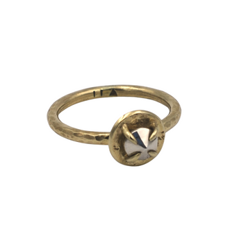 Mixed Metal Gem Ring - Brass