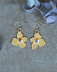 Hydrangea Earrings - Brass, Blue Sapphire + Gold fill
