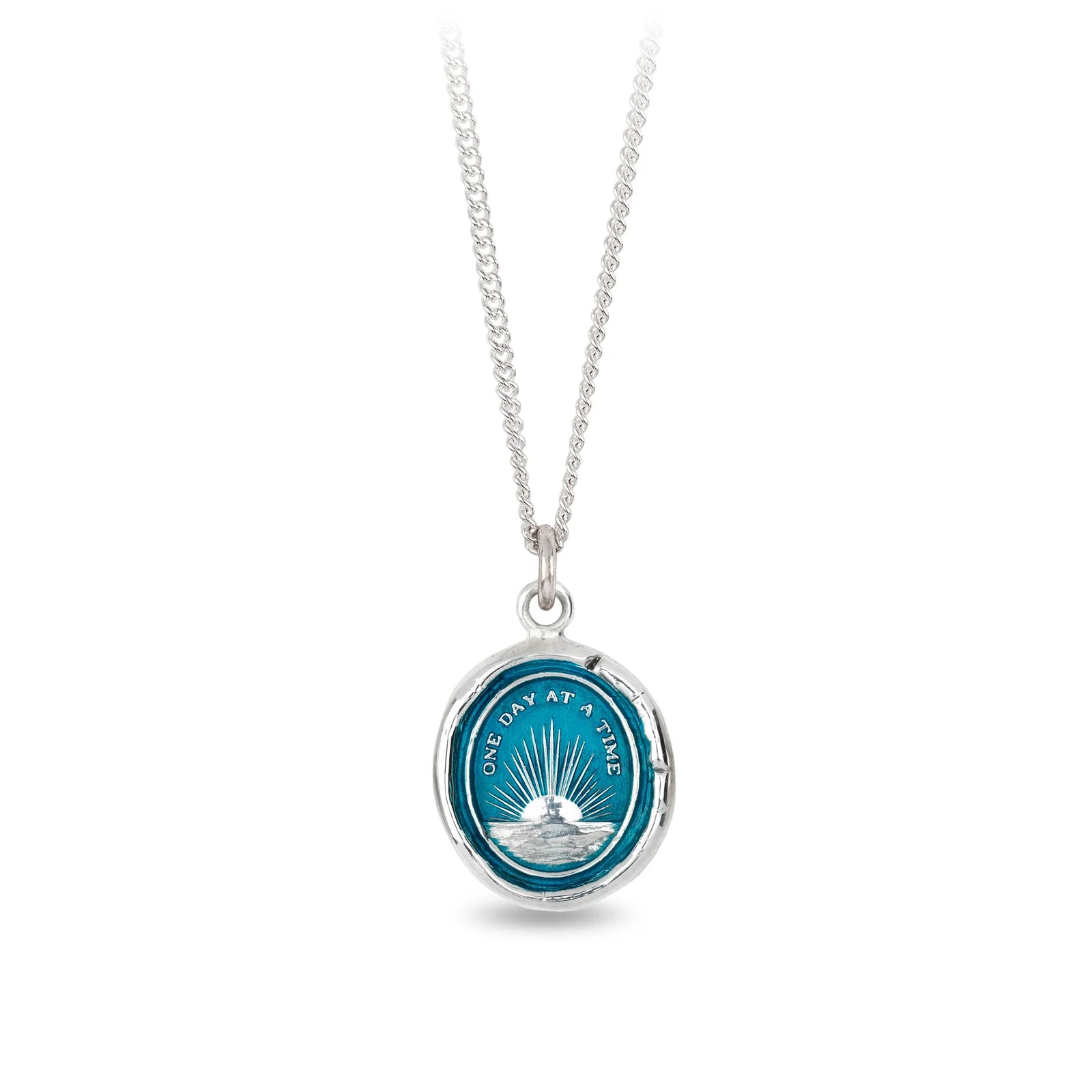 One Day at a Time Talisman - Capri Blue + Bright Sterling Silver