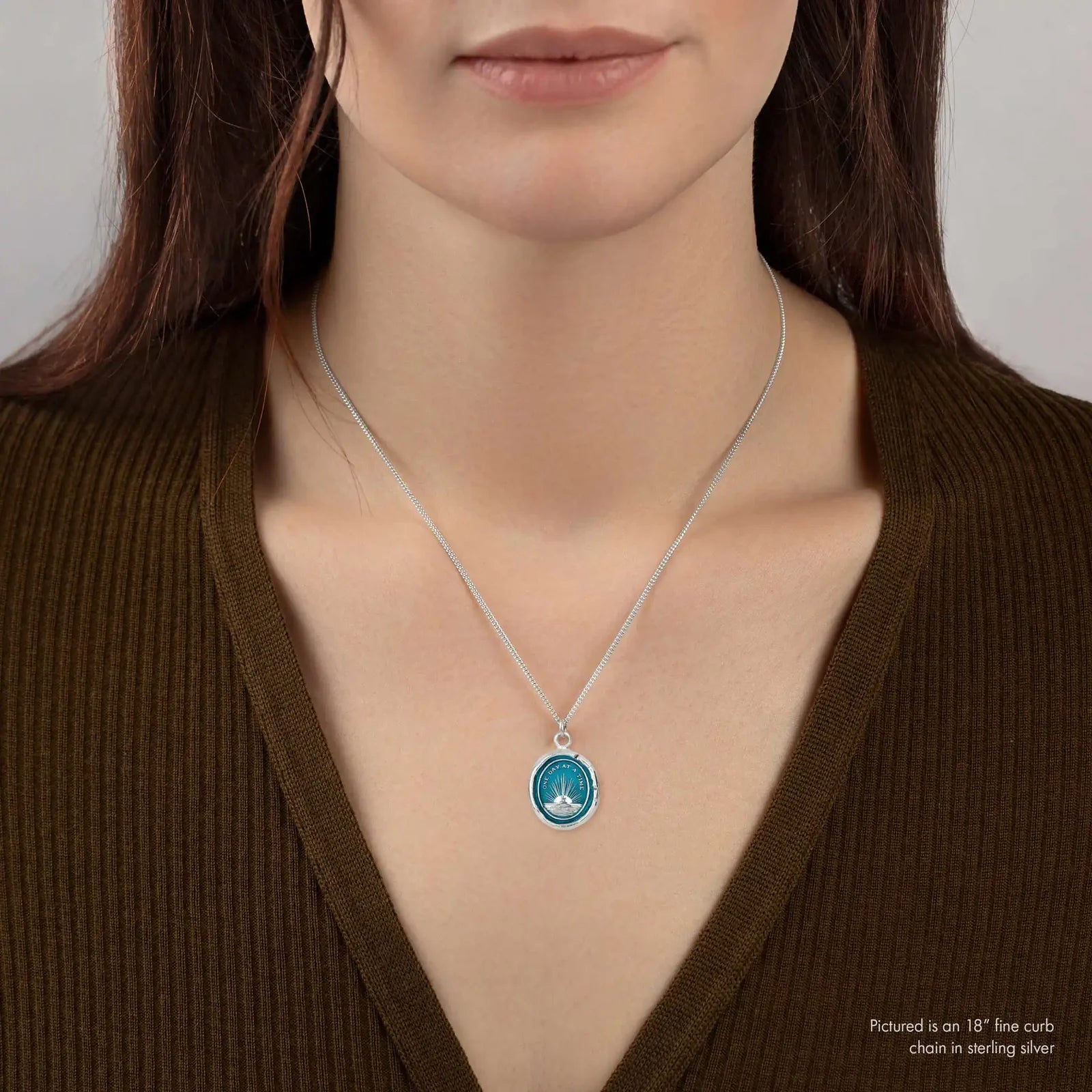 One Day at a Time Talisman - Capri Blue + Bright Sterling Silver