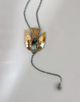 Paloma Necklace - Oxidized Brass, Sterling Silver + African Turquoise