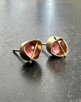 Captured Pink Tourmaline Studs -  18k Gold + Tourmaline