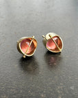 Captured Pink Tourmaline Studs -  18k Gold + Tourmaline