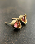 Captured Pink Tourmaline Studs -  18k Gold + Tourmaline