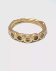 Warm Diamond Bubble Band - 10ky Gold,  Champagne + Cognac Diamonds