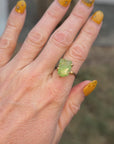 Peridot Medium Stone Ring - 14ky Gold + Oxidized Silver