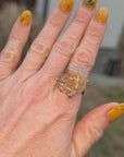 Rutilated Quartz Large Stone Ring - 14ky Gold + Oxidized Silver