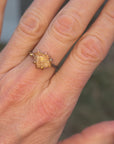 Rutilated Quartz Small Stone Ring - 18ky/14kw/14kr Gold + Oxidized Silver