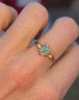 Australian Opal Small Stone Ring - 18ky/14kw/14kr Gold + Oxidized Silver