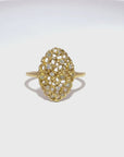Honeycomb Lace Oval Ring - 14k Gold + Diamonds