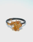 Rutilated Quartz Small Stone Ring - 18ky/14kw/14kr Gold + Oxidized Silver