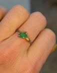Zambian Emerald Small Stone Ring - 18ky/14kw/14r Gold+ Oxidized Silver