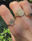 Rough Cognac Diamond Ring - 14ky Gold + Oxidized Silver