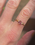 Exceptional Ruby Small Stone Ring - 18ky/14kw/14kr Gold + Oxidized Silver