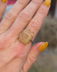 Rutilated Quartz Medium Stone Ring - 14ky Gold + Oxidized Silver
